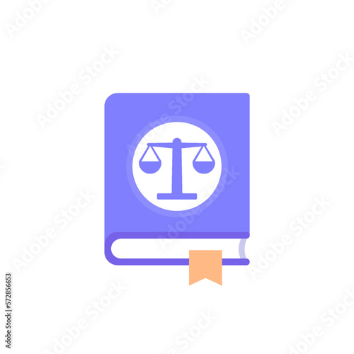 Legal book icon, flat vector design