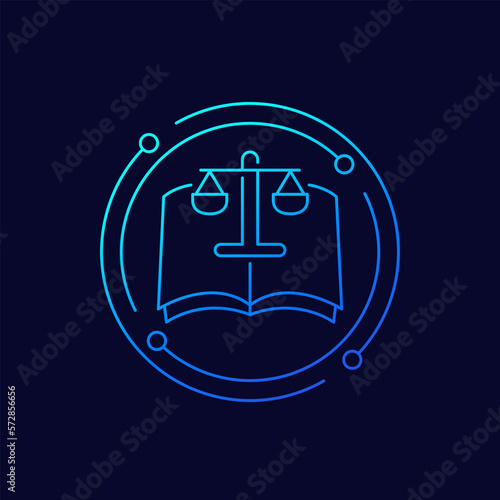 Legal book icon, linear design
