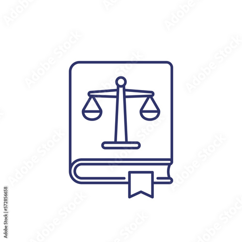 Legal book line icon on white
