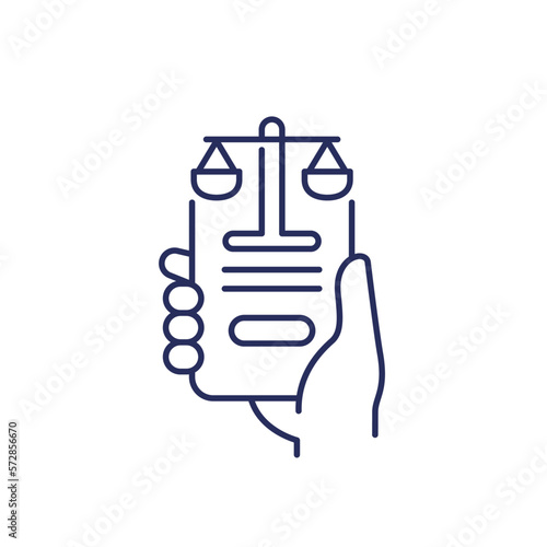 online legal help line icon with a phone in hand