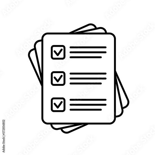 Checklist vector icon in line art style. Document icon, questionnaire icon, illustration isolated on white background for graphic and web design.