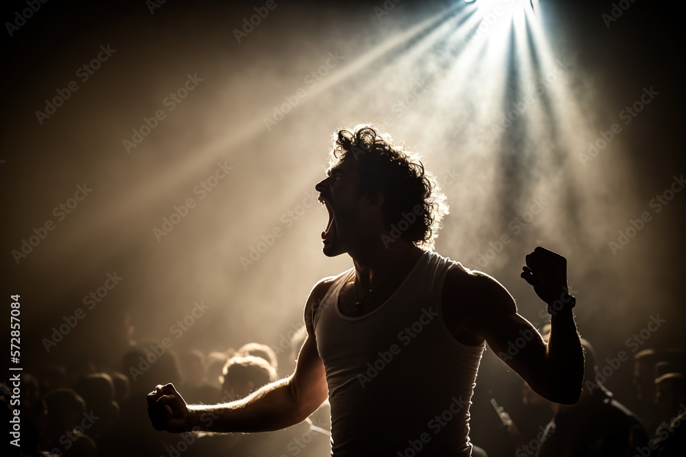 Silhouette of a man at a concert. generative by AI Silhouette of a man at a concert. generative by AI