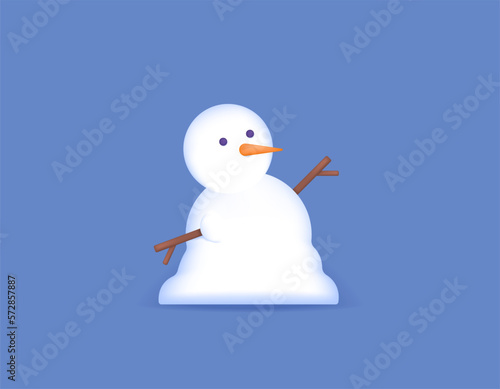 3d illustration of melting snowman. 3D vector design and realistic. Winter or Christmas graphic elements