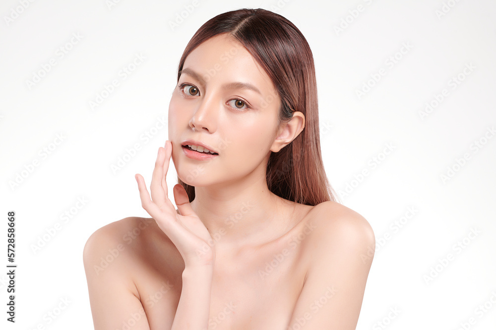 Beautiful young asian woman with clean fresh skin on white background, Face care, Facial treatment, Cosmetology, beauty and spa, Asian women portrait. Beautiful young asian woman with clean fresh skin on white background, Face care, Facial treatment, Cosmetology, beauty and spa, Asian women portrait.