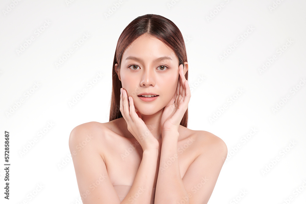 Beautiful young asian woman with clean fresh skin on white background, Face care, Facial treatment, Cosmetology, beauty and spa, Asian women portrait. Beautiful young asian woman with clean fresh skin on white background, Face care, Facial treatment, Cosmetology, beauty and spa, Asian women portrait.