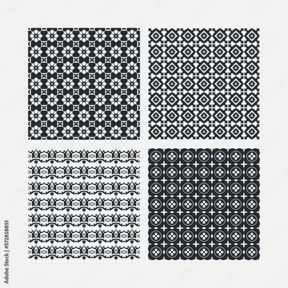Set of Black and White Vector Design Patterns. Classic and Minimalistic Digital Paper. 
