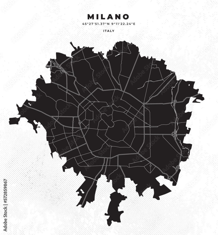 Fototapeta premium Milano city map vector poster flyer