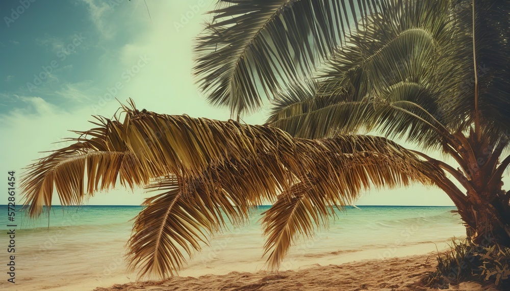 Vintage Beach Vibes: Lush Coconut Trees on a Summer Photography Background