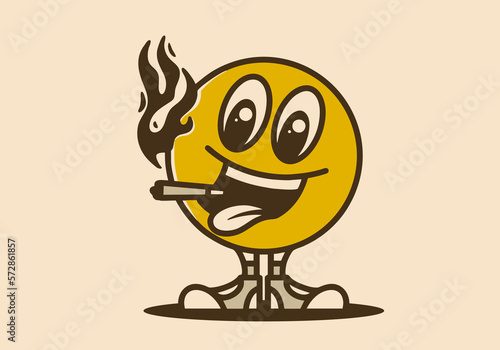 the standing ball character with a cigarette on the mouth