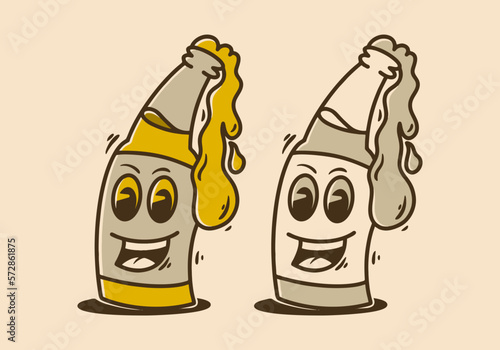 The bottle beer character with happy face