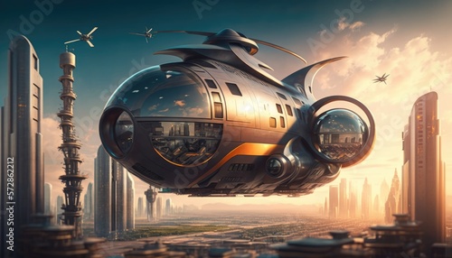 Passenger AAVs and the Future of Urban Air Mobility  A Futuristic Cityscape  AI Generative