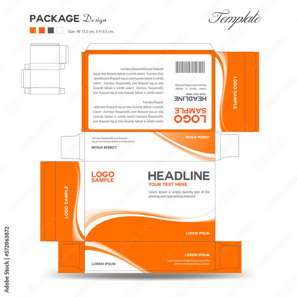 Supplements and Cosmetic box design, Package design template, box outline, Box Packaging design