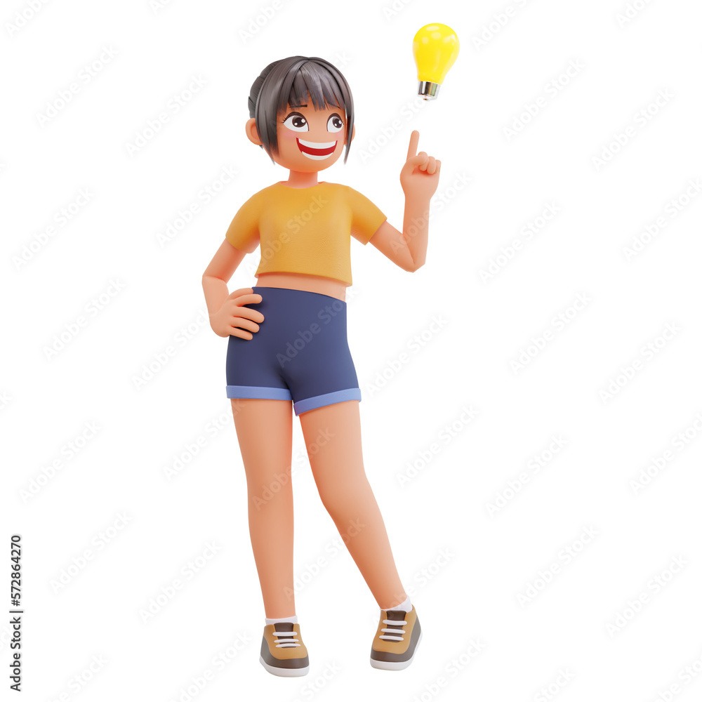 Sexy girls get idea 3d cartoon illustration