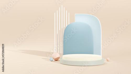Fototapeta Naklejka Na Ścianę i Meble -  Abstract 3D room with realistic cylinder pedestal podium set and  Minimal scene for product display presentation. Vector geometric platform. Stage for showcase. 3D rendering 3D illustrator
