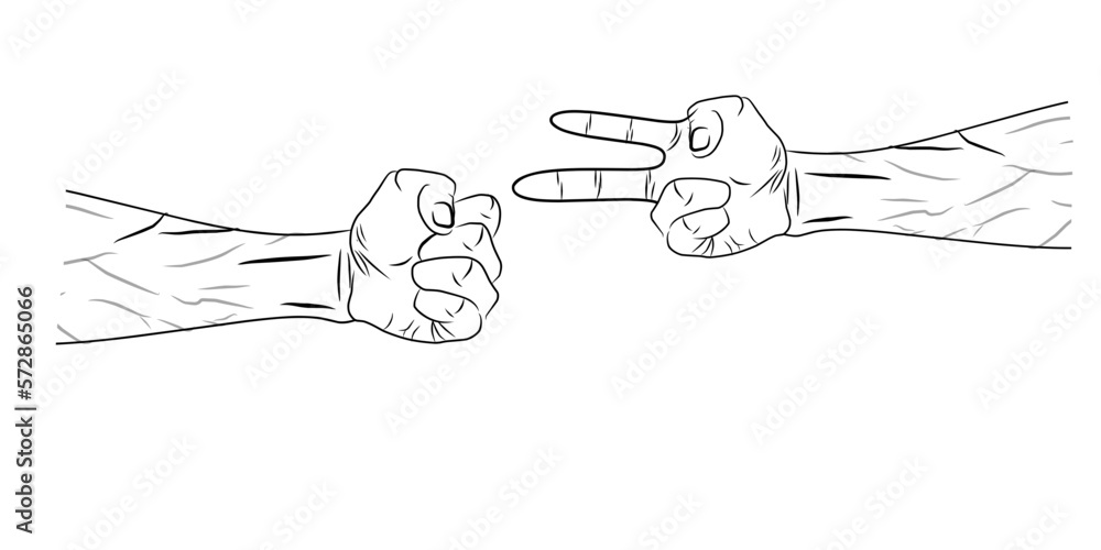 rock pape scissor line icon rock pape scissor line icon