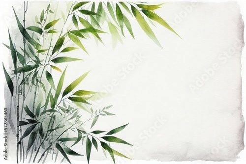 Watercolor Bamboo Painting With Canvas Textur Illustration Background with Generative AI
