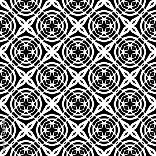 Vector geometric seamless pattern. Minimal ornamental background with abstract shapes. Black and white texture. Simple abstract ornament background. Dark repeat design for decor, fabric, cloth.