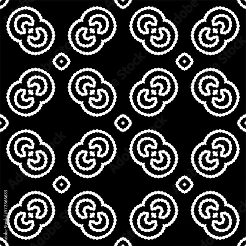 Vector geometric seamless pattern. Minimal ornamental background with abstract shapes. Black and white texture. Simple abstract ornament background. Dark repeat design for decor, fabric, cloth.