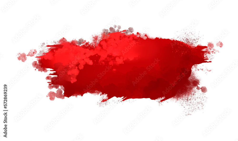 horror illustration abstract red paint brush splash, blood stain isolated on blank space.