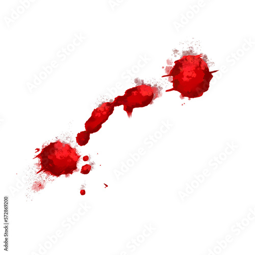 horror illustration abstract red paint splash, blood stain isolated on blank space.