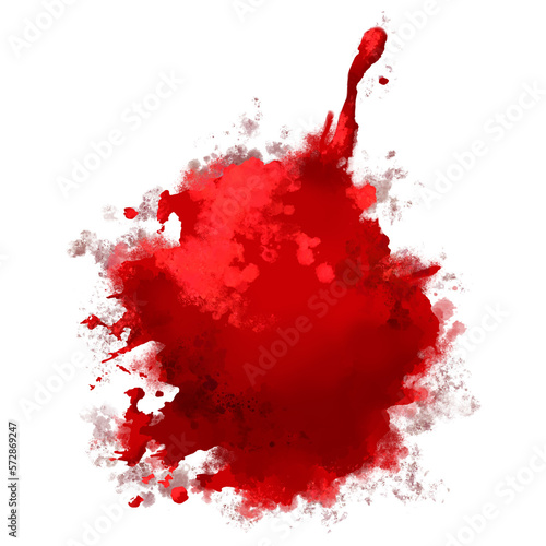 horror illustration abstract red paint splash, blood stain isolated on blank space.