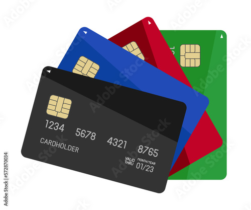 Set of 4 colorful credit cards