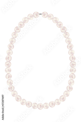 white pearl necklace on white clear background PNG, Vector illustration 
