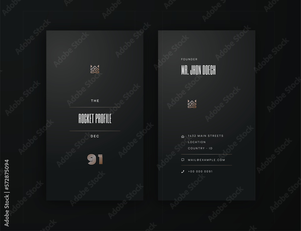 Vertical Modern Professional Business Card Template with Gold Accent Vertical Modern Professional Business Card Template with Gold Accent