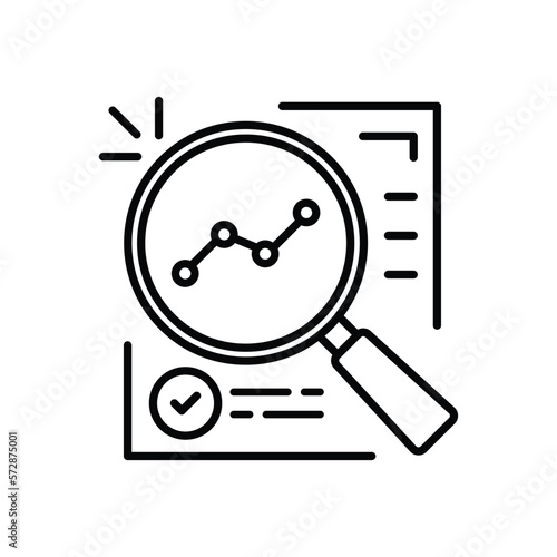 data quality assessment or study case thin line icon. concept of fraud search or accounting plan symbol. stroke art trend modern paperwork logotype graphic web linear market design isolated on white