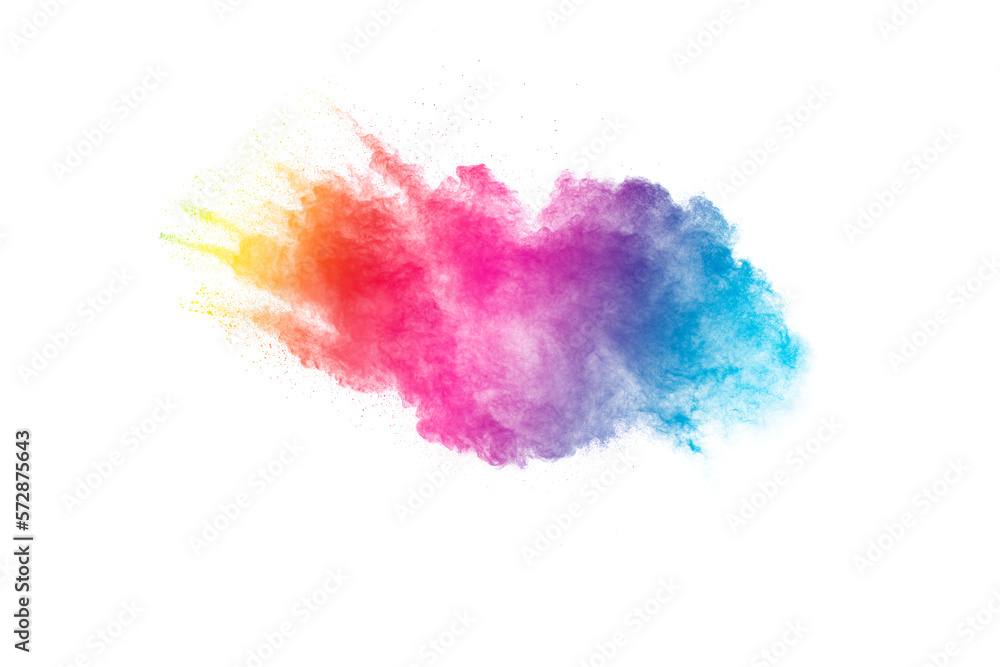 Multicolored powder explosion on white background. Multicolored powder explosion on white background.