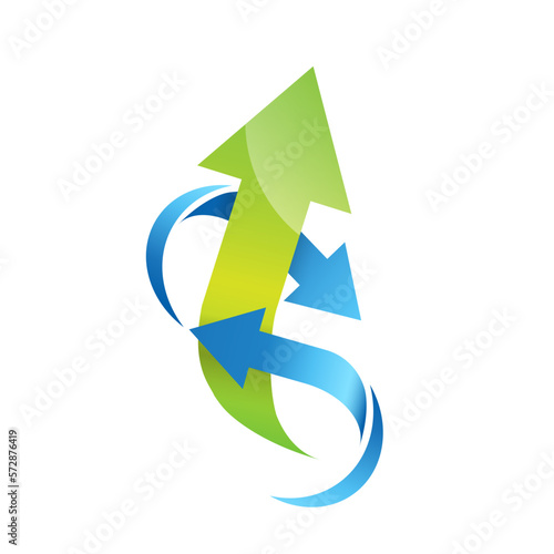 Free Download Green energy coming out of wind, done with an arrow in a vortex of air. Vector logo for wind eniergy. 2050 net zero emissions - GFXLoad