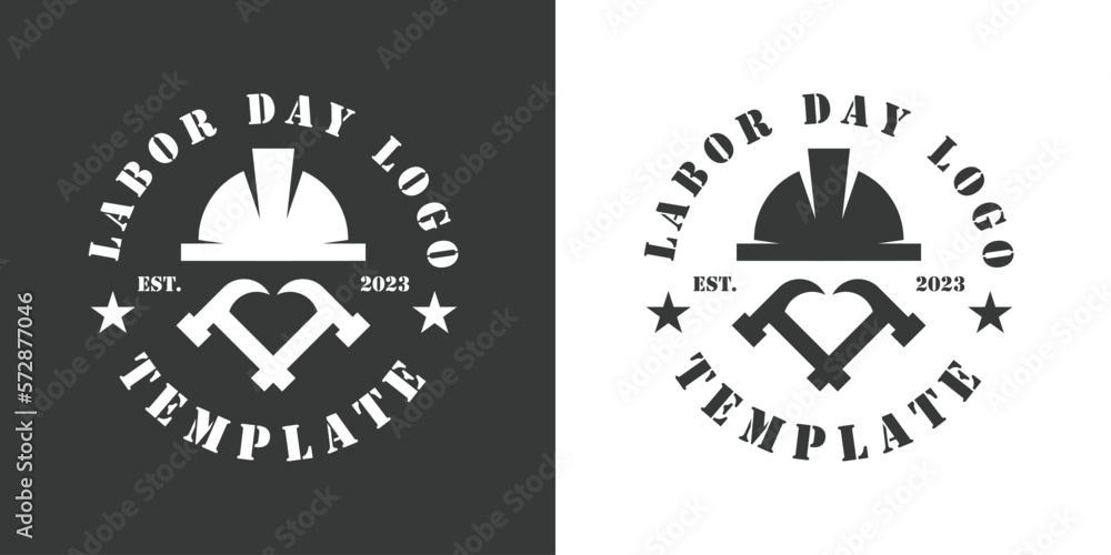Labor Day silhouette logo design illustration Creative idea  black, simple flat symbol vector icon for international day holiday work. American professional handyman service gear