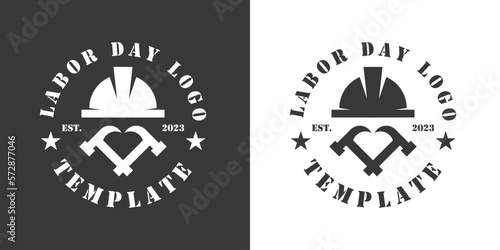 Labor Day silhouette logo design illustration Creative idea  black, simple flat symbol vector icon for international day holiday work. American professional handyman service gear