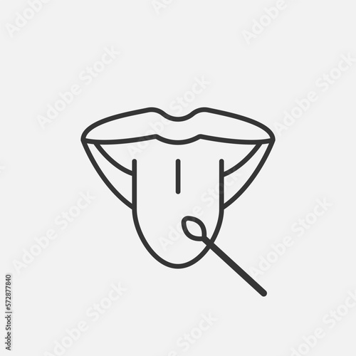 Oral test for laboratory line icon. Open mouth with tongue medical procedure. Vector illustration