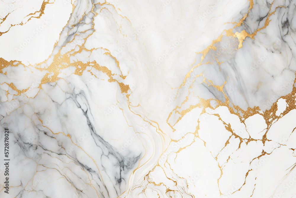 White and gold marble textured background. Abstract design, 4k wallpaper. AI