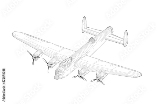 3d illustration. A four -engine heavy English bomber from the Second World War