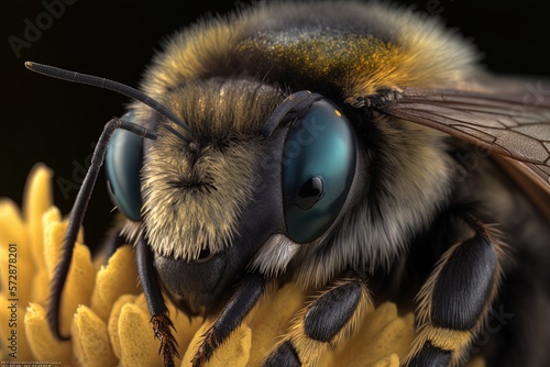 Megachile apicalis, also known as the apical leafcutter, seen up close and personal by Generative AI photo