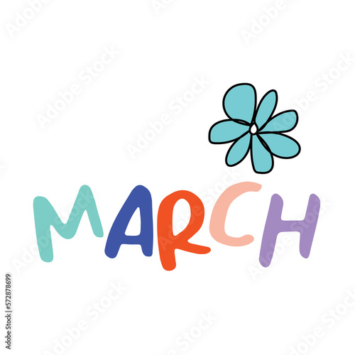 Sticker cute MARCH word