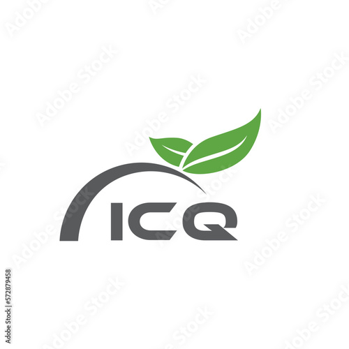 ICQ letter nature logo design on white background. ICQ creative initials letter leaf logo concept. ICQ letter design.
