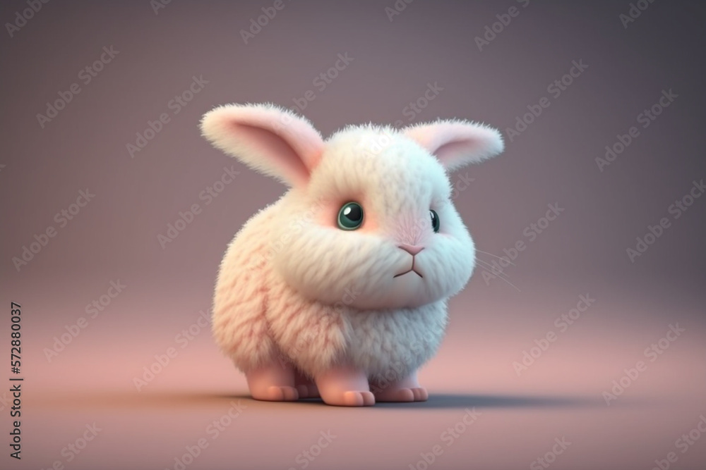 a cute 3D cartoon rabbit, with a fluffy white tail, pink nose, and long ears Generative AI a cute 3D cartoon rabbit, with a fluffy white tail, pink nose, and long ears Generative AI