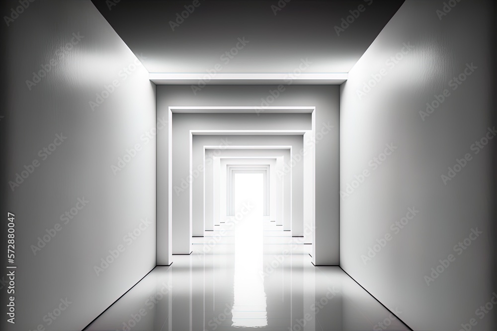 Obraz premium White corridor abstract background room Generative AI