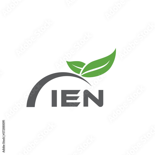 IEN letter nature logo design on white background. IEN creative initials letter leaf logo concept. IEN letter design.