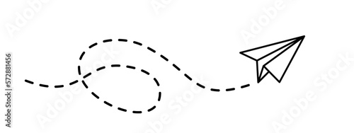 Plane with dush path, jorney flight, curve line