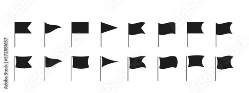 Set of flag different shapes icons flat illustration