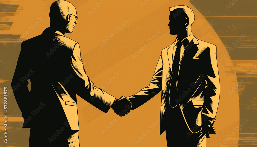 People shaking hands - Businessmen. Generative AI