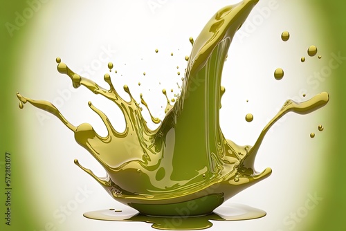 Splash of olive or motor oil, a drop of cosmetic serum on a white background, clipped off. Generative AI
