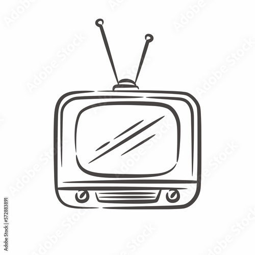 Vintage retro television line art