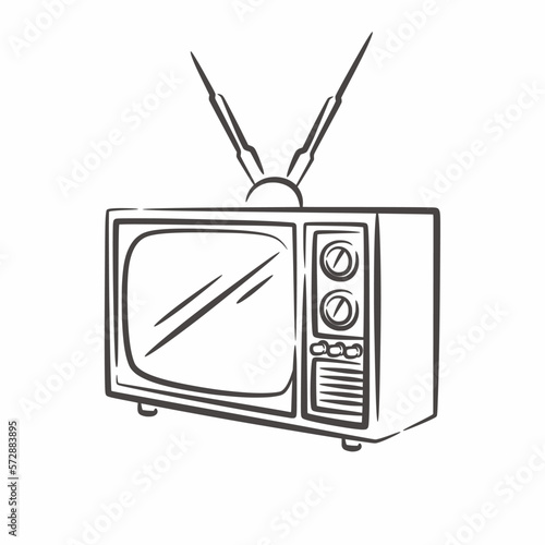 Vintage retro television line art