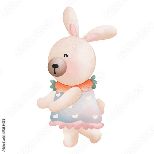Watercolor Spring Easter Rabbit Animal, Easter Elements, Easter and Spring concept