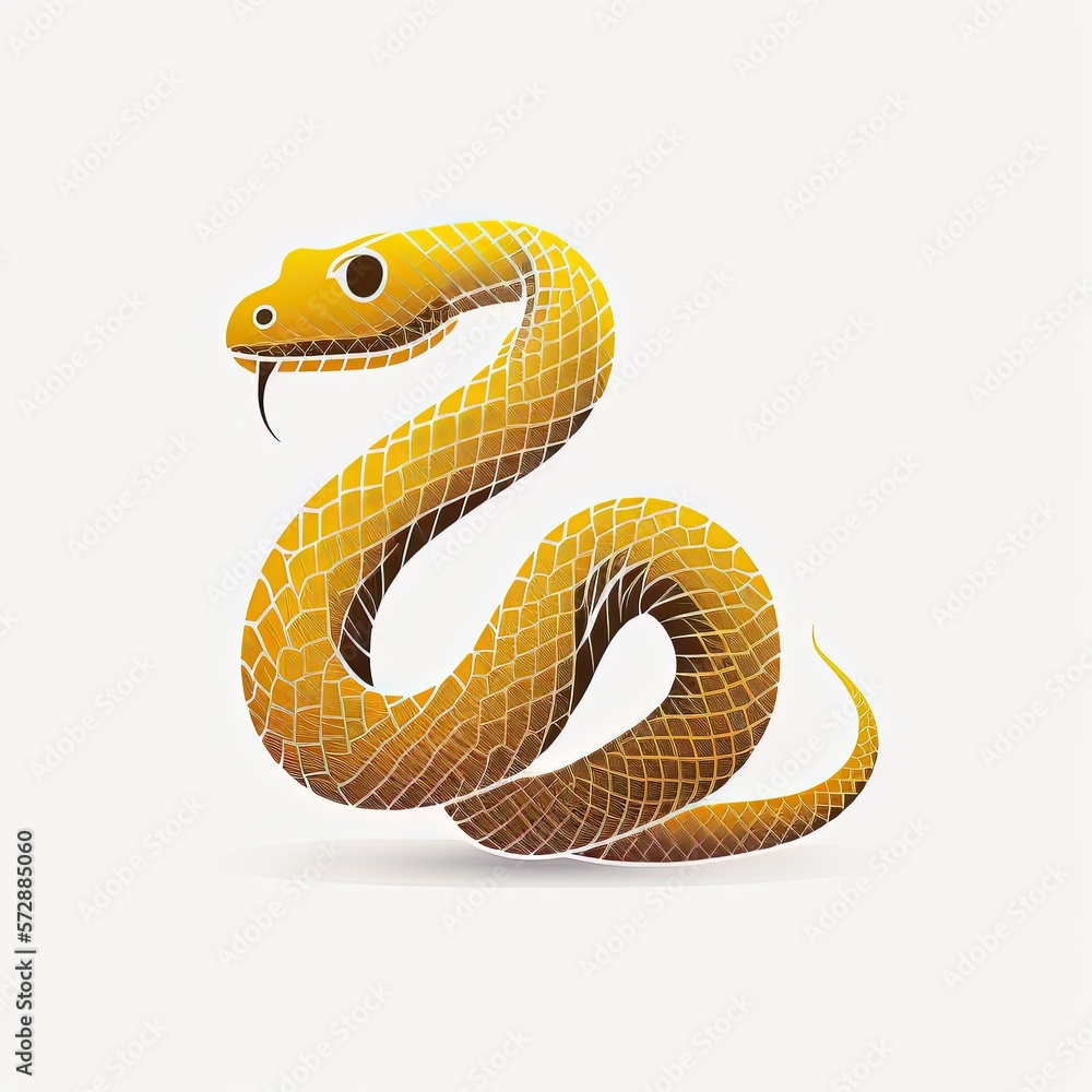 Fototapeta premium a minimalistic yellow snake logo on a white background , generative artificial intelligence